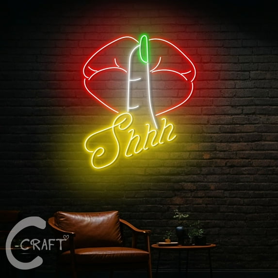 C-CRAFT Sexy Lips Neon Led Light Up 20 inch for Home Bar Bedroom Wall Decor
