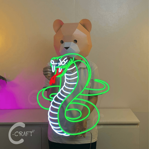 C-CRAFT Snake Neon Sign Led Light Up 25 inch for Bar Pub Wall Art Decor
