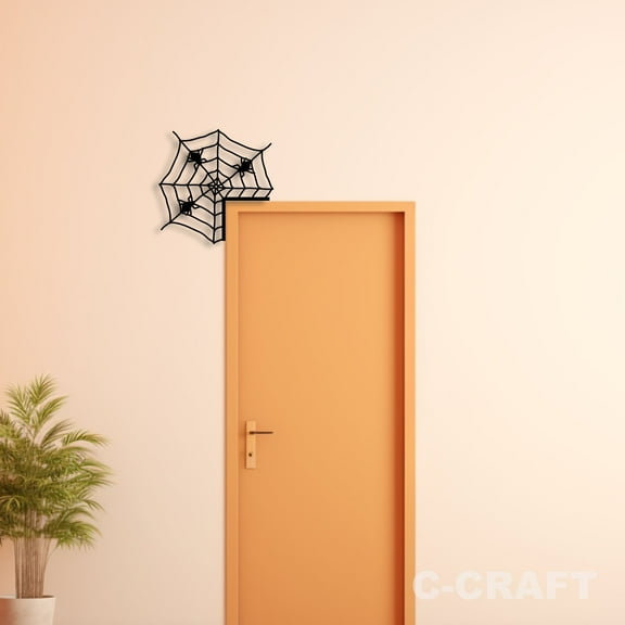 C-CRAFT Spider Web Metal Decorative Door Corner 8 inch for Modern Home & Office Decor