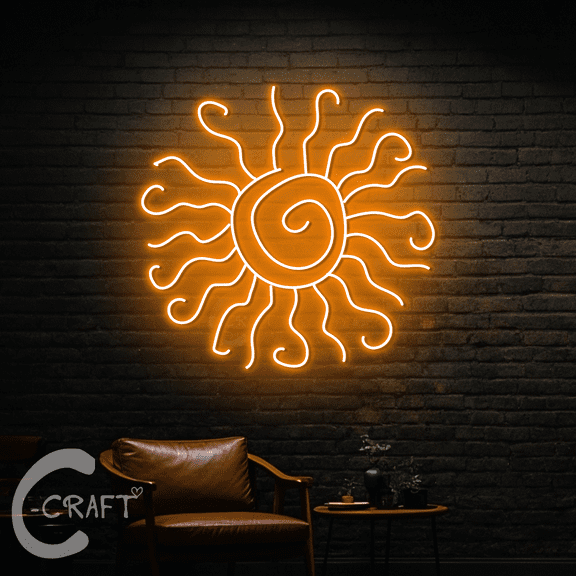 C-CRAFT Sun Neon Light Led Sign 30 inch for Home Bar Wall Art Decor