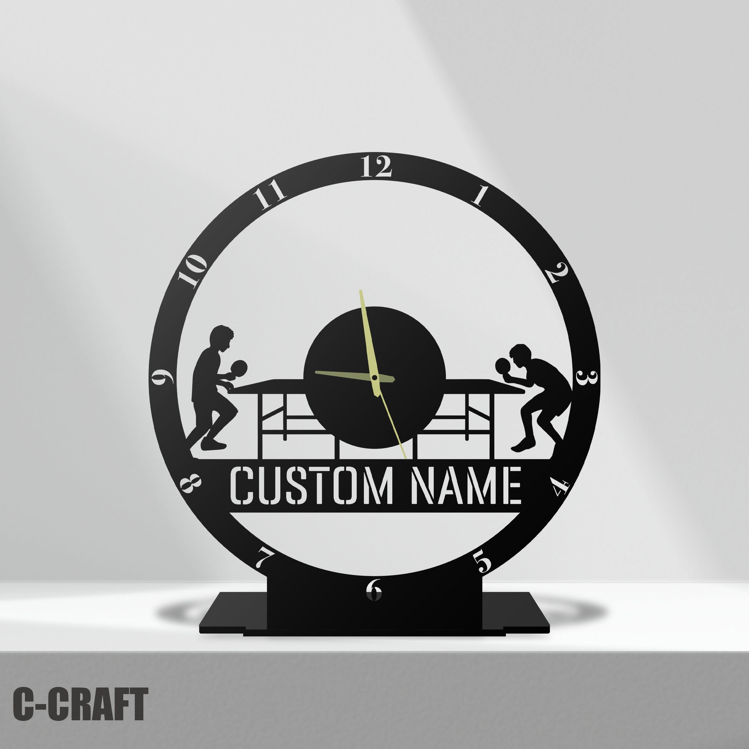 CCRAFT Table Tennis Metal Modern Desk Clock 10 inch for Home Office