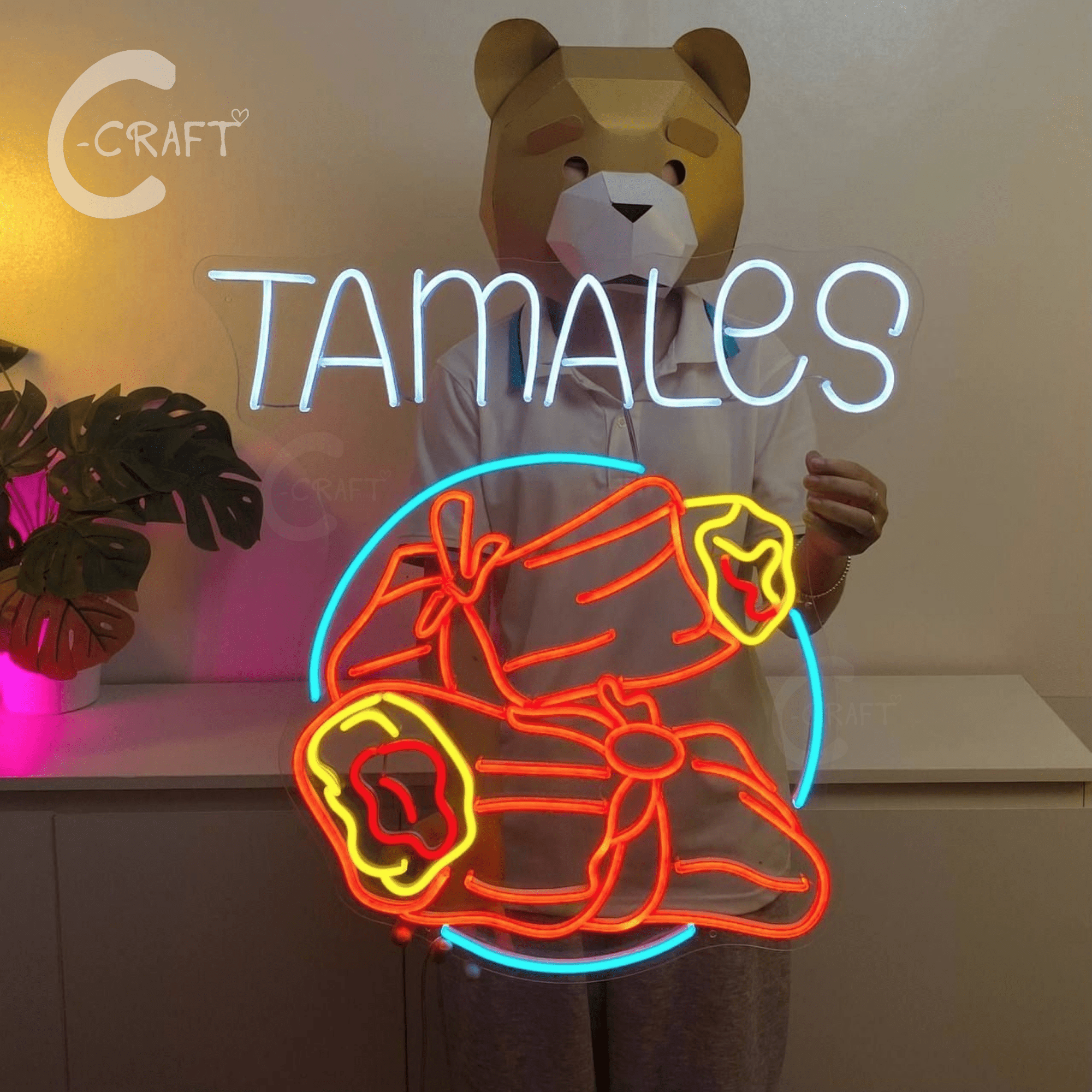 C-CRAFT Tamales Neon Sign Led Light Up 35 inch for Mexican Tamales ...