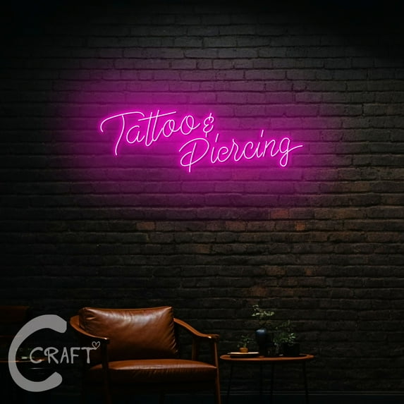 C-CRAFT Tattoo & Piercing Neon Led Light Up 38 inch for Tattoo & Piercing Shop Wall Decor