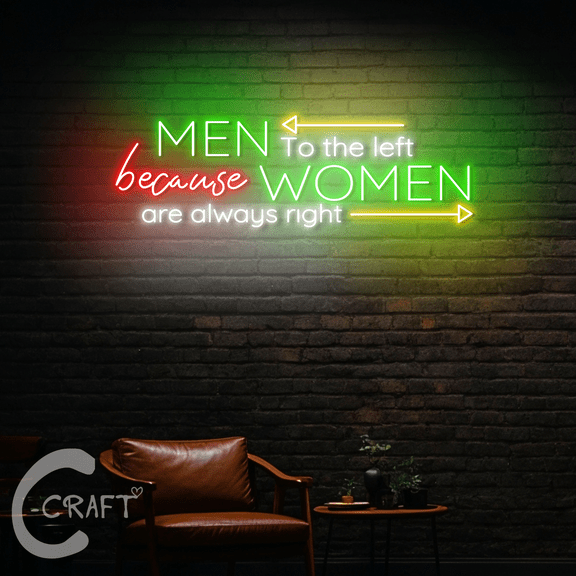 C-CRAFT Toilet Direction Neon Led Light Sign 23 inch for Funny Toilet Restroom Wall Decor