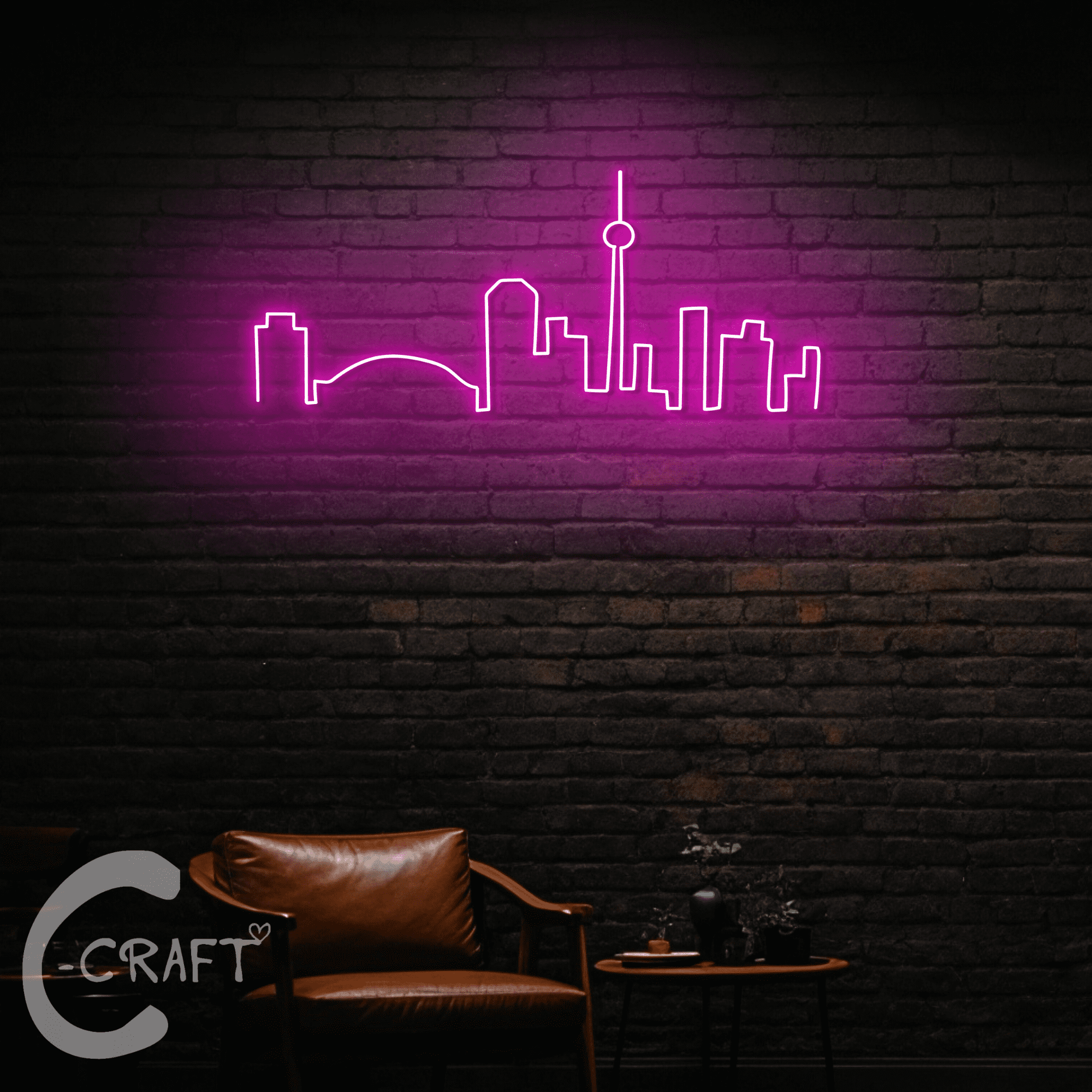 C-CRAFT Toronto Skyline Neon Led Light 33 inch for Home Living Bedroom ...
