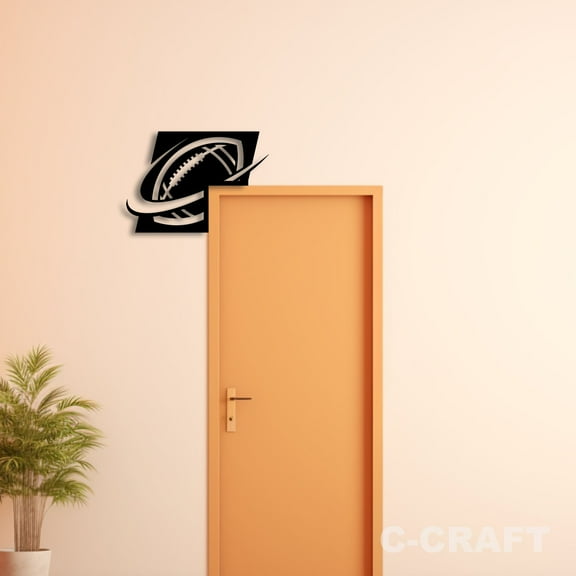 C-CRAFT US Football Metal Decorative Door Corner 8 inch for Modern Home & Office Decor