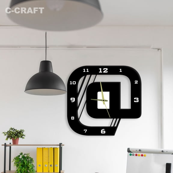 C-CRAFT Unique Stylish Modern Wall Clock Silent 14 Inch for Living Room Wall Decor