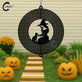thumbnail image 1 of C-CRAFT Witch & Cat Wind Spinner 12 Inches, Metal Garden Decoration for Outdoor Halloween Party, Wizardess Lovers Gift, Witchy Home Decor, 1 of 4