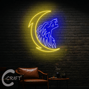 C-CRAFT Wolf Moon Neon Sign LED Light 30 inch for Home Bar Decor