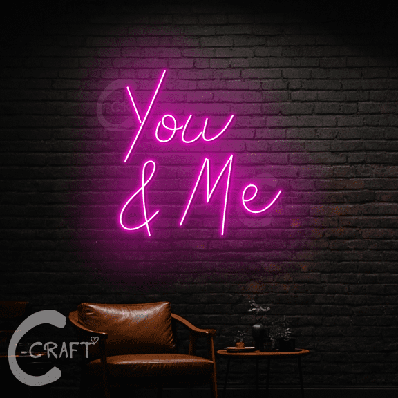 C-CRAFT You & Me Neon Sign Led Light Up 33 inch for Wedding Valentine Party Wall Art Decor