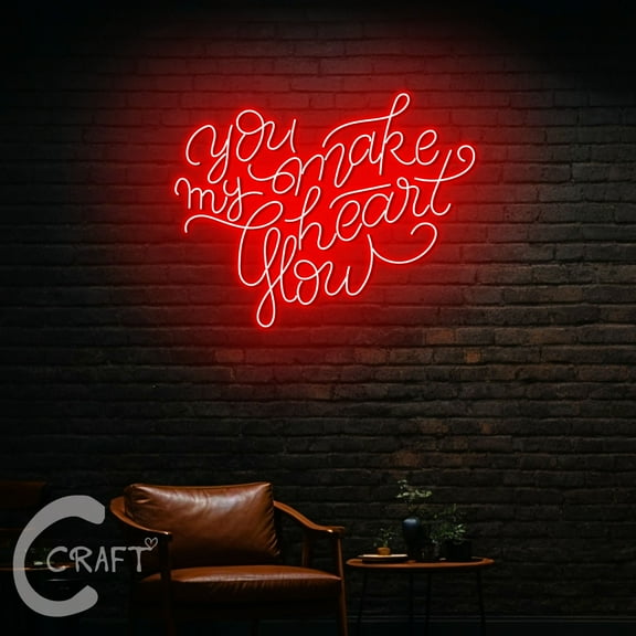 C-CRAFT You Make My Heart Flow Neon Led Light Up 20 inch for Valentine Wedding Wall Decor