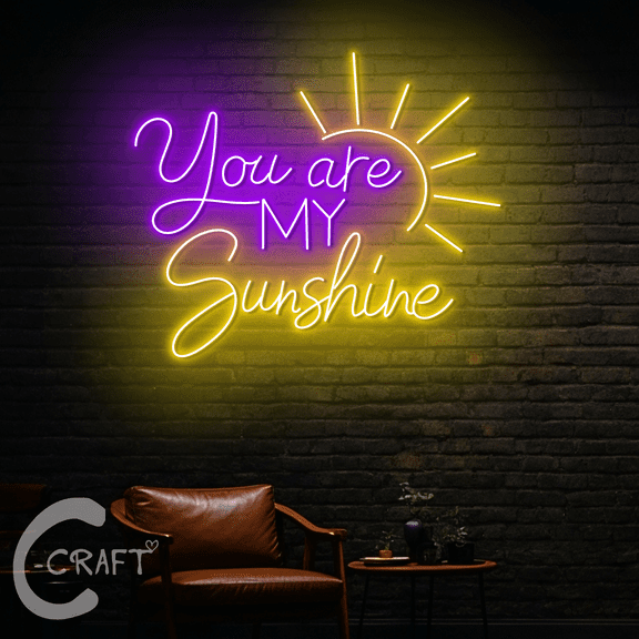 C-CRAFT You're My Sunshine Neon Led Light Up 23 inch for Valentine's Day Home Bedroom Wall Decor