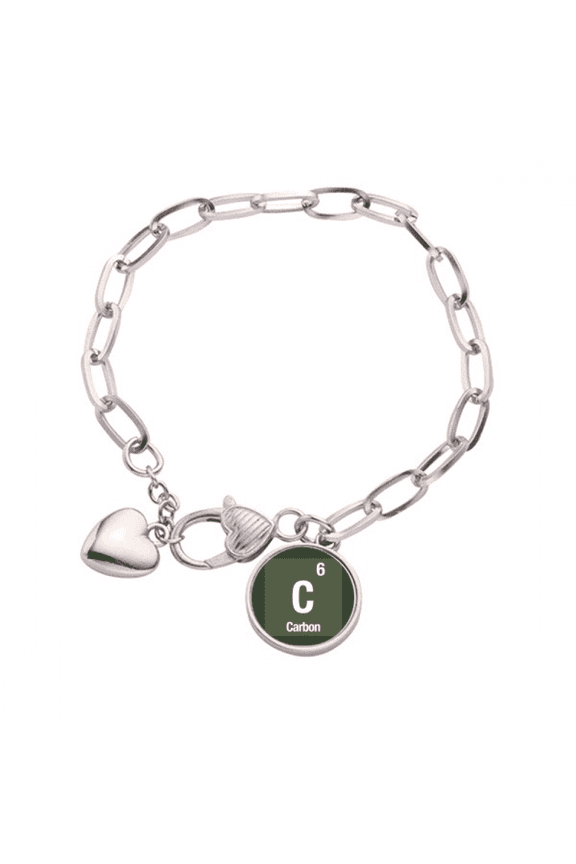 C Carbon Checal Element Science Heart Chain Bracelet Jewelry Charm Fashion