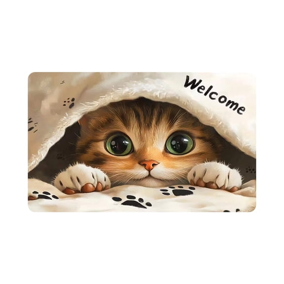 C Cat Themed Entryway Rug 40X60 Cm Made From High Density Polyester For Water Absorption And Easy Cleaning