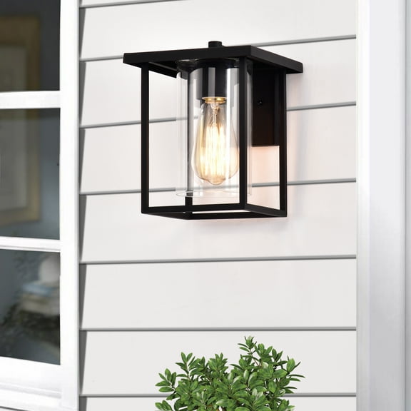 C Cattleya 1-Light 7 in Matte Black Finish Outdoor Wall Sconce Wall Lighting Fixture for Patio Porch Garden Balcony