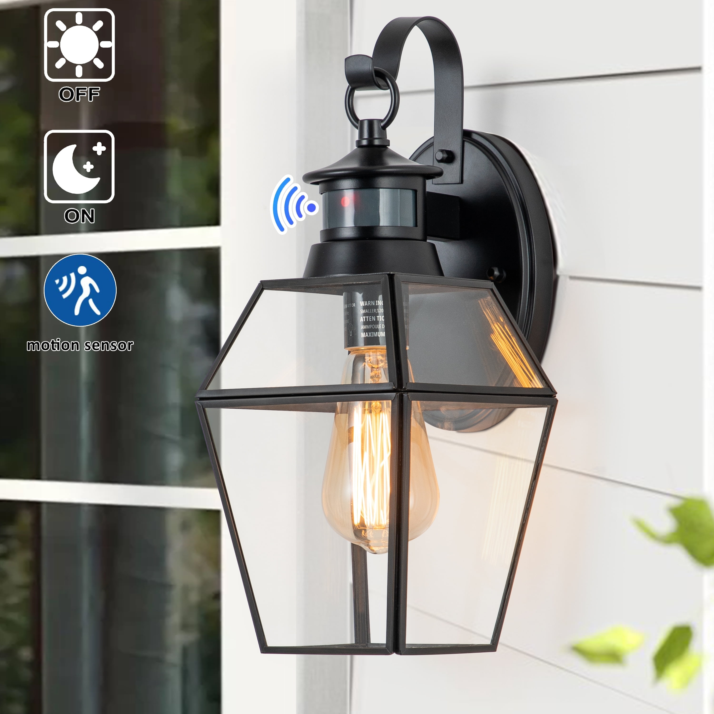 Black and Copper Solar Motion Sensing Outdoor Lantern