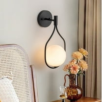 C Cattleya 1-Light Black Wall Sconce with White Opal Glass