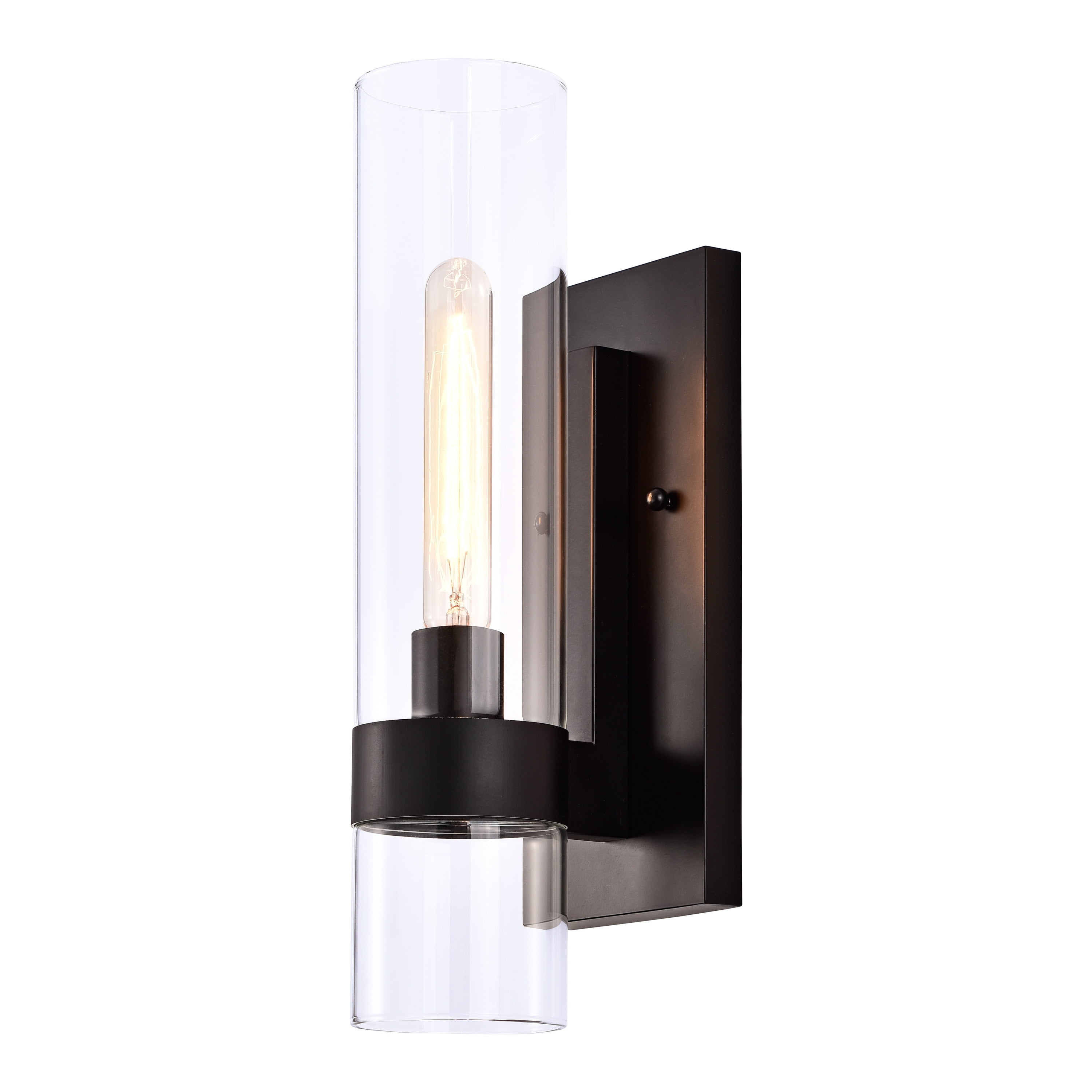 Black Cylinder Glass Wall Sconce with Matte Finish