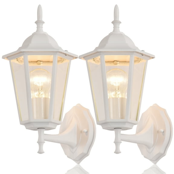 C Cattleya 1-Light Incandescent Outdoor Wall Sconce in Die-Cast Aluminum-White(2-Pack )