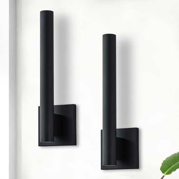 C Cattleya 1-Light Matte Black Dimmable LED Outdoor Wall Light with Frosted Glass Diffuser(2-Pack)