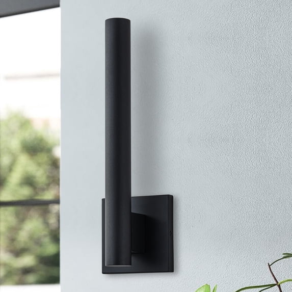 C Cattleya 1-Light Matte Black Dimmable LED Outdoor Wall Light with Frosted Glass Diffuser