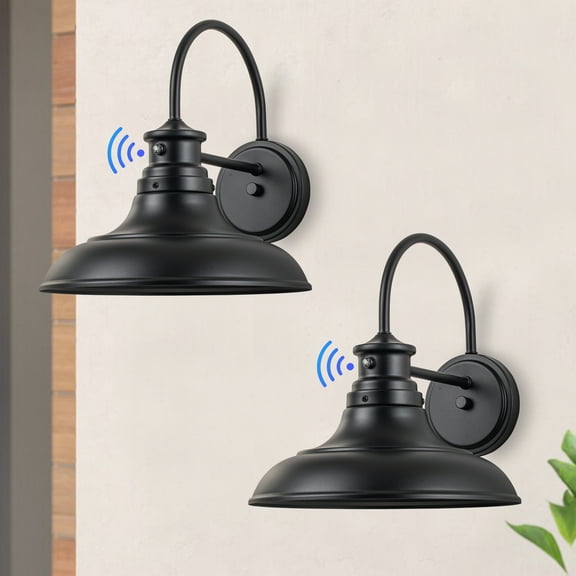 C Cattleya 1-Light Matte Black Dusk to Dawn LED Outdoor Barn Light (2-Pack)