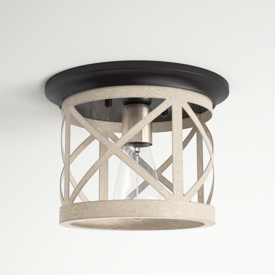 Bronze and Briarwood Farmhouse Drum Flush Mount Ceiling Light