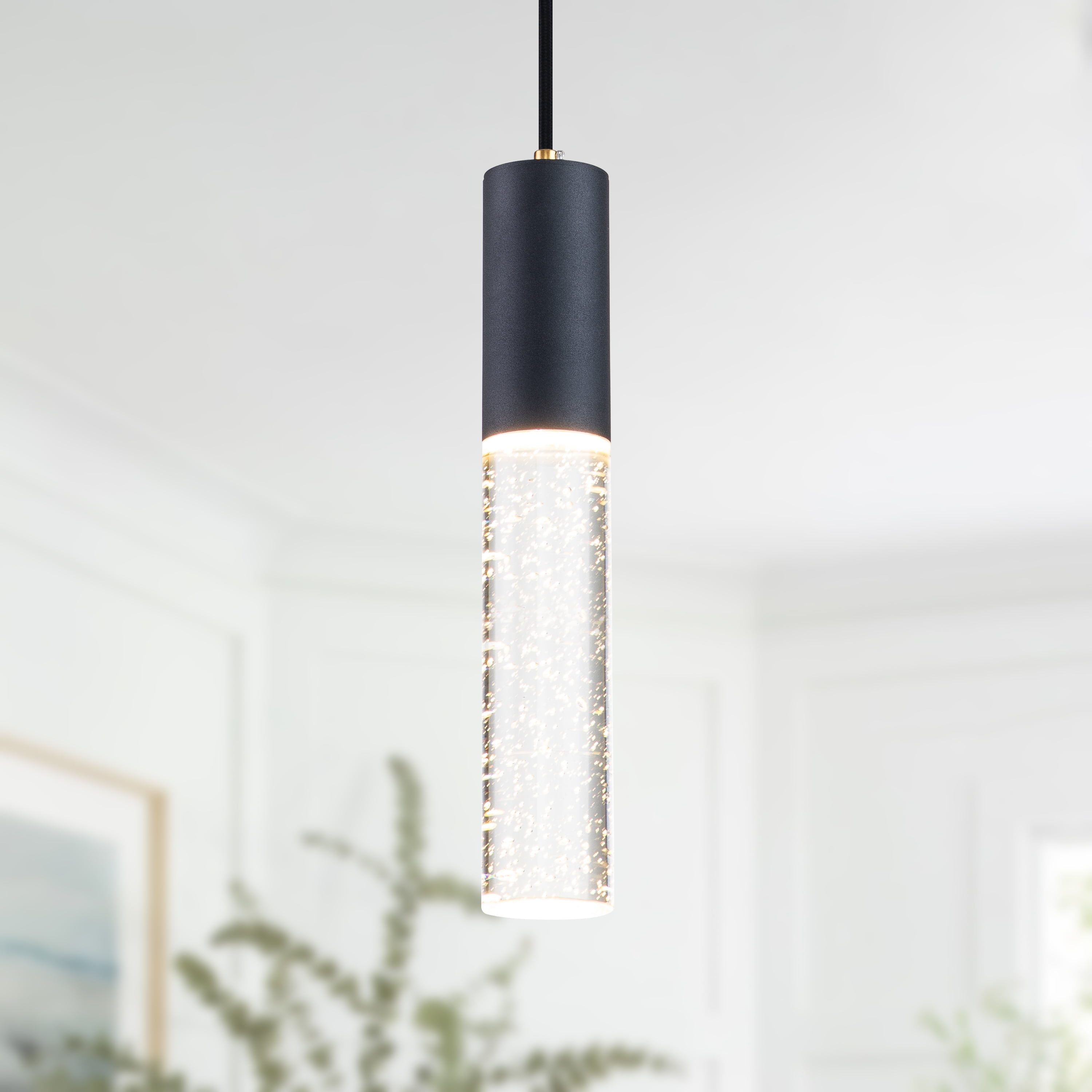 Matte black outlet cylinder pendant light