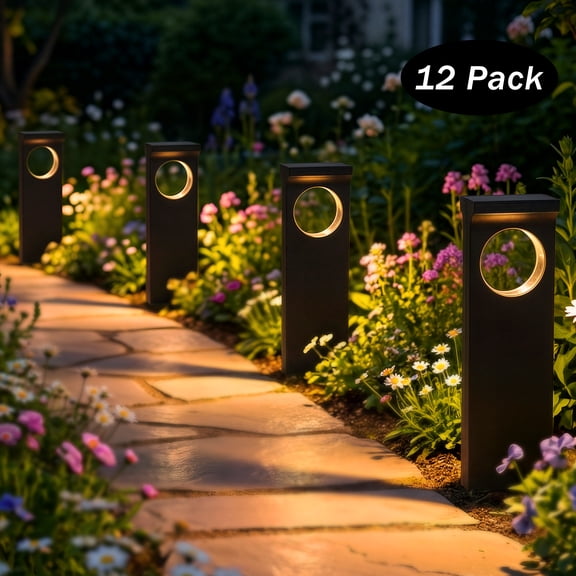 C Cattleya 12-Pack 17.25inch Low Voltage Matte Black LED Outdoor Solar Landscape Path Lights
