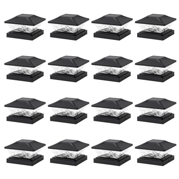C Cattleya 12-Pack Black Solar LED Outdoor Post Cap Lights with Hammered Lens