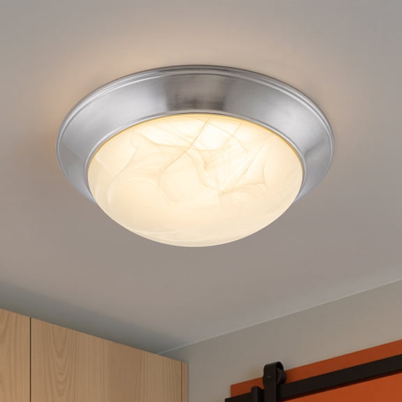 C Cattleya 14.25 in. Modern Satin Nickel Selectable 3 CCT Dimmable Integrated LED Flush Mount for Kitchens or Bedrooms
