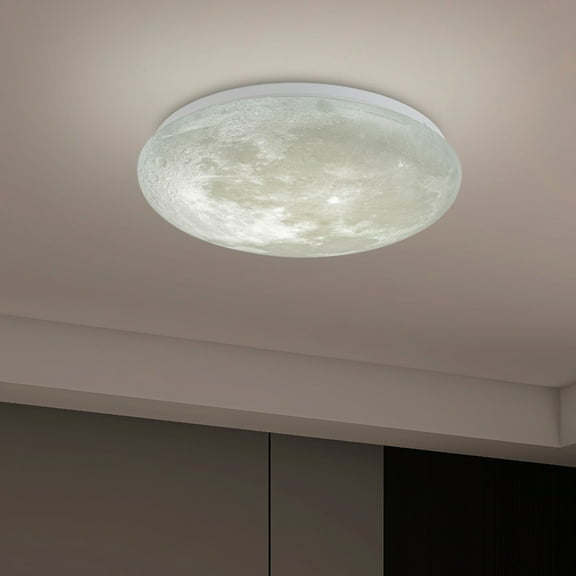 C Cattleya 15" Dimmable Moon LED Flush Mount Ceiling Light