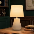 thumbnail image 1 of C Cattleya 19.25” Contemporary White Ceramic Table Lamp with Textured Base & Linen Shade, 1 of 7