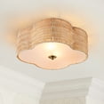 thumbnail image 1 of C Cattleya 2-Light Farmhouse Rattan Ceiling Flush Mount with Glass Bottom for Bedroom,Entrance,Island(E26), 1 of 8