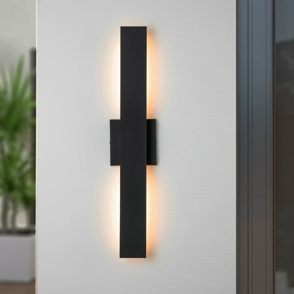 C Cattleya 2-Light Integrated LED  Outdoor Wall Light with Matte Black Finish