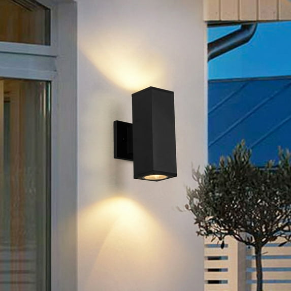 C Cattleya 2-Light Matte Black Die-Cast Aluminum Outdoor Wall Light Sconce 4.5-inch