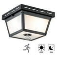 thumbnail image 1 of C Cattleya  2-Light Motion Sensor Outdoor Flush Mount Ceiling Light with White Textured Glass, 1 of 5