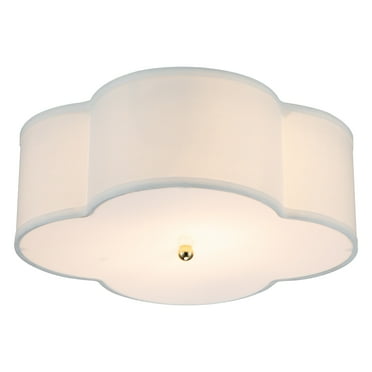 C Cattleya 2-Light White Linen Flush Mount with Acrylic diffuser