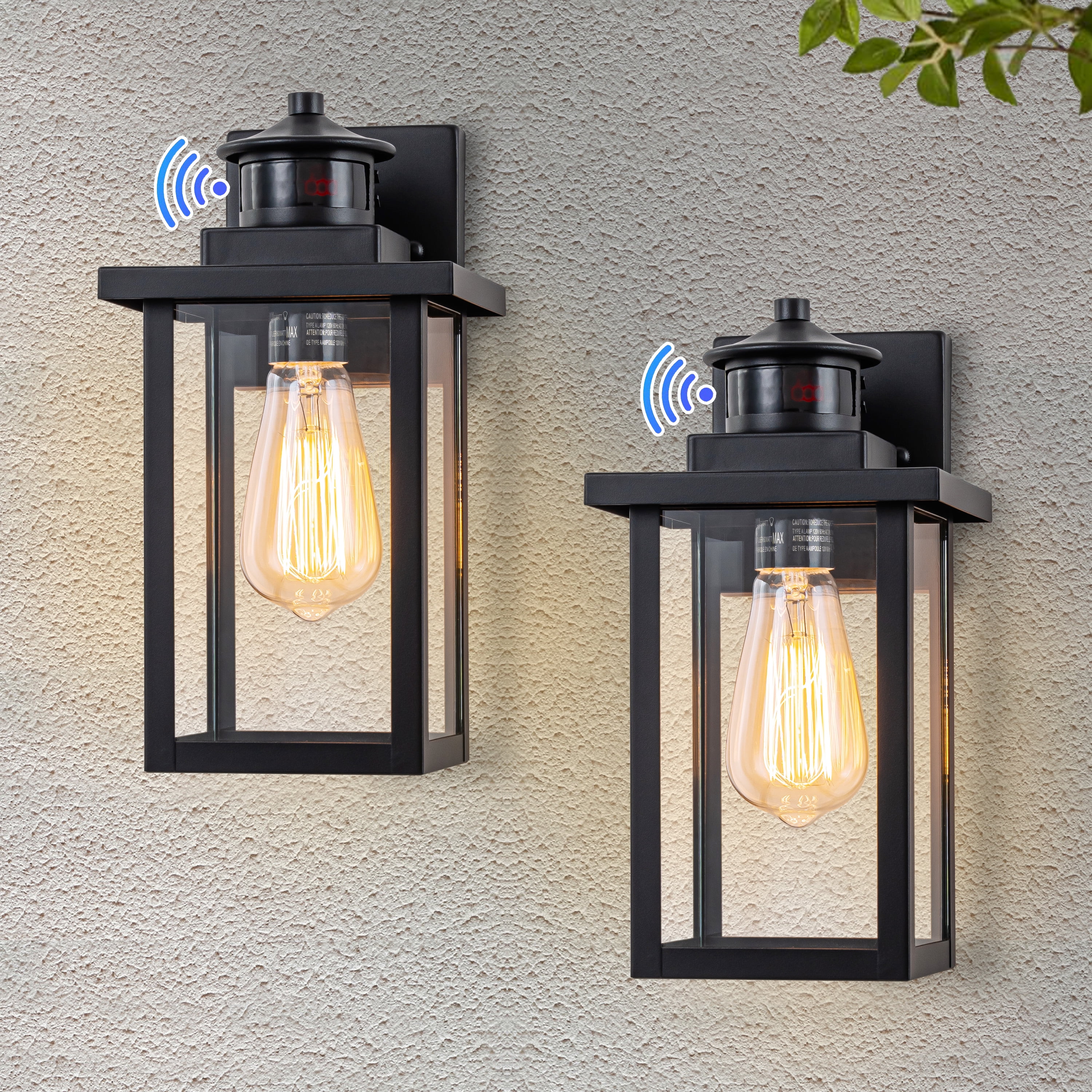 Matte Black Rectangular Outdoor Wall Sconce with Dusk to Dawn Sensor
