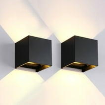 C Cattleya 2-Pack 10W Integrated LED 3000K Black Aluminum Adjustable Angle Outdoor Wall Sconce Cube Wall Light