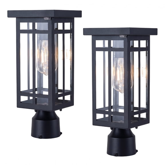 C Cattleya 2-Pack Black Solar Outdoor Post Light with LED Bulb Included