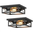 thumbnail image 1 of C Cattleya 2-Pack Black Square Flush Mount Ceiling Light with Turnable Light Cap(), 1 of 7