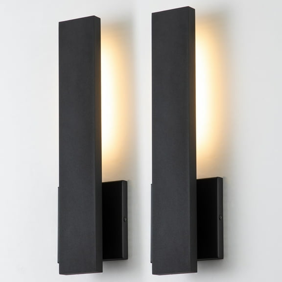 C Cattleya 2 Pack Integrated LED Matte Black Finish Outdoor Wall Lights for Porch,Patio,Garage