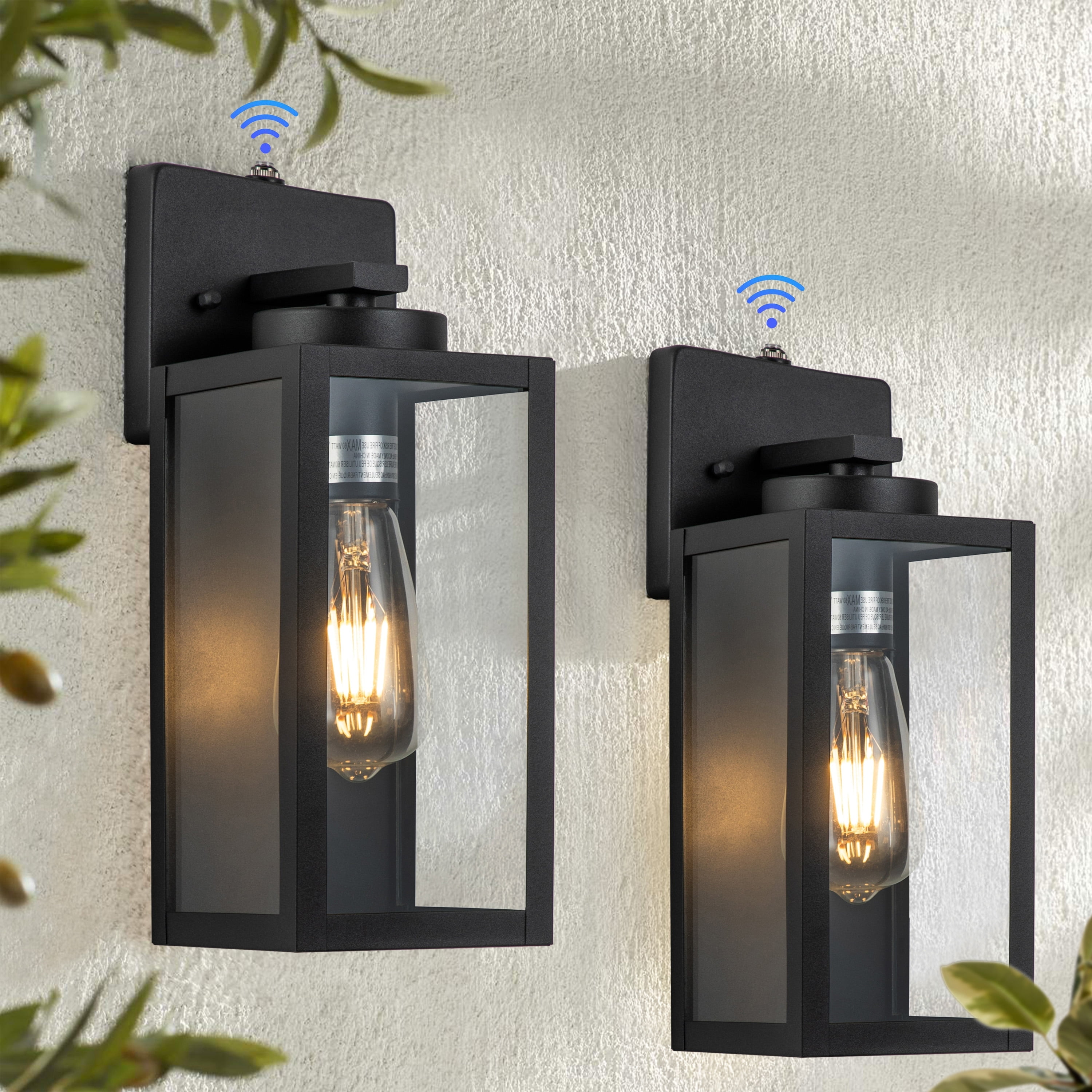 Matte Black Rectangular Outdoor Wall Sconce with Dusk to Dawn Sensor