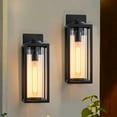 thumbnail image 1 of C Cattleya 2-Pack Matte Black Outdoor Wall Light with Cylinder Clear Glass Shade, 1 of 6