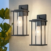 C Cattleya 2-Pack Matte Black Outdoor Wall Lights with Clear Glass Shade