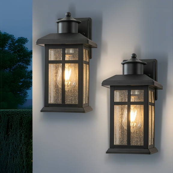 C Cattleya 2-Pack Outdoor Wall Lantern Sconce with Clear Seeded Glass