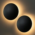 thumbnail image 1 of C Cattleya 2-pack 8 in. Black Aluminum Round Disc LED Indoor Outdoor Wall Lantern Sconce, 1 of 9