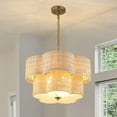 thumbnail image 1 of C Cattleya 20" 5-Light Natural Rattan Chandelier with 2-Tier Hand Woven Flower-Shaped Shade, 1 of 9