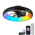 thumbnail image 1 of C Cattleya 20in Dimmable LED RGB Black Smart Ceiling Fan with Light and Voice/App/Remote Control, 1 of 10